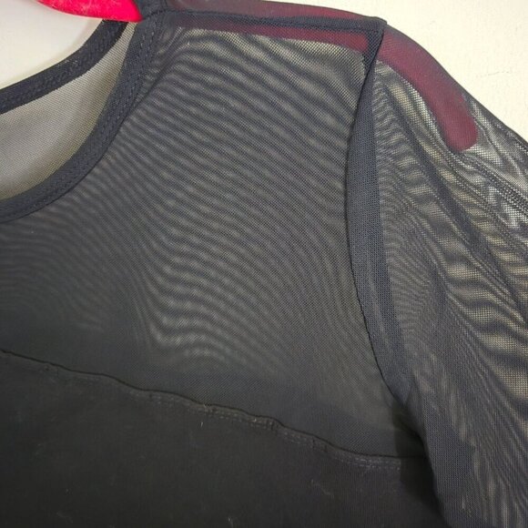SO NWT Black Mesh Asymmetric Long Sleeve Scoop Neck Body Suit Size L - Picture 5 of 7